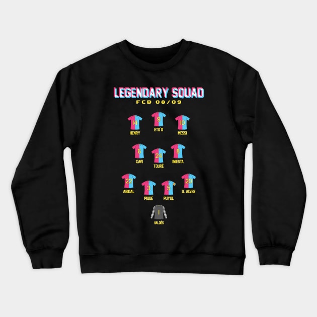 FC Barcelona Legendary 08/09 Squad Crewneck Sweatshirt by dhaniboi